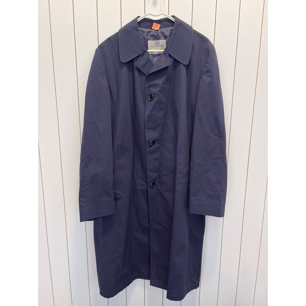Aquascutum Trench Coat Mens Navy Blue Excellent Aqua 5 Heritage Dark Academia